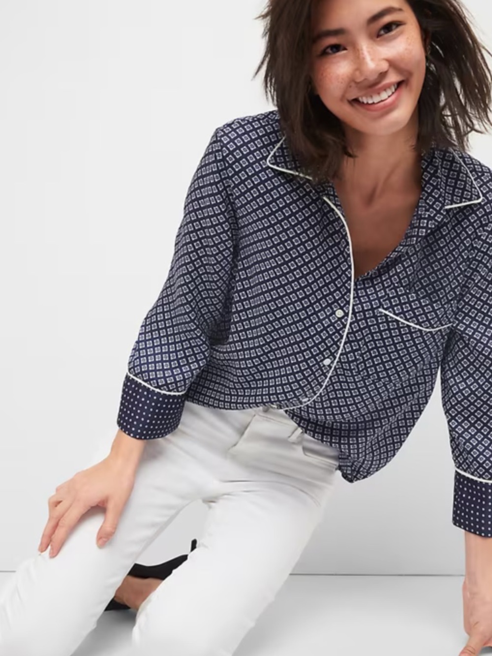 GAP Three-Quarter Sleeve Print Shirt
